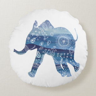 Mandala Elephant ArtPolyester Rundkissen Rundes Kissen