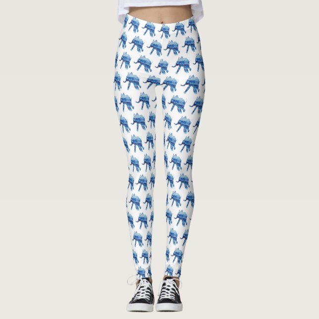 Mandala Elephant Batic Art Custom Leggings (Vorderseite)