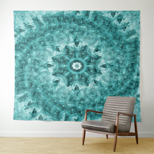 Mandala en Turquoise.... Wandteppich (Beispiel (Horizontal))