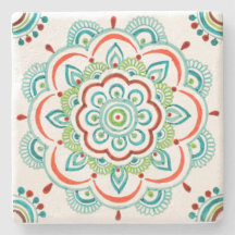 Mandala-Entwurfs-Untersetzer Spitze des Aqua