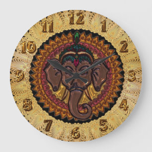 Mandala-entzückender Elefant Metallizer Große Wanduhr
