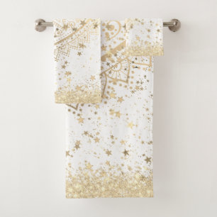 Mandala envoûtant avec des étoiles d'or sur blan
