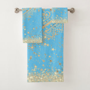 Mandala envoûtant avec Gold Stars sur Turquoise