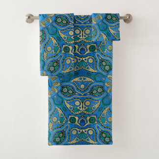 Mandala exotique de monogramme de bleu royal et