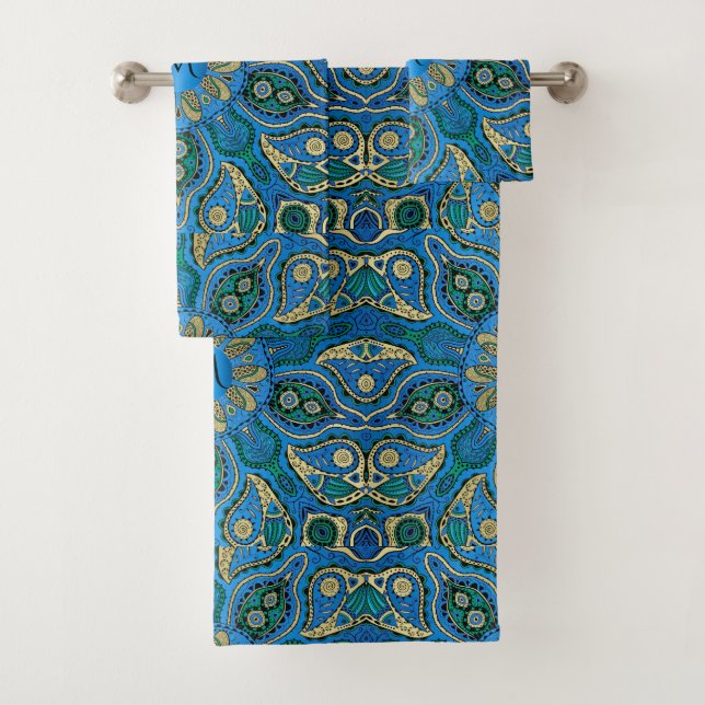 Mandala exotique de monogramme de bleu royal et (En situation)