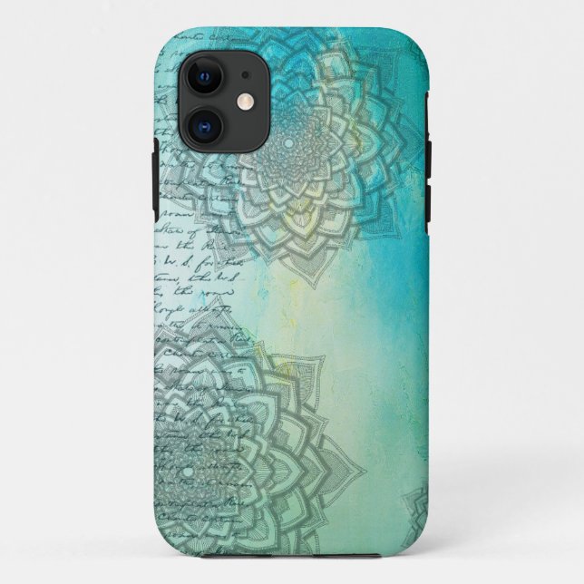 Mandala extravagantes Skript Aquamarin Türkis Case-Mate iPhone Hülle (Rückseite)
