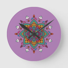 Mandala-Farbe Runde Wanduhr