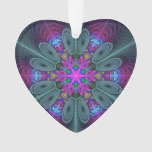 Mandala Farbige Fraktal-Kunst mit rosa Herz Ornament