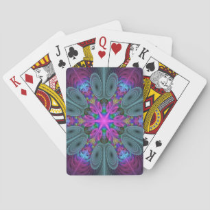 Mandala Farbige Schlagende Fraktal Kunst Kaleidosk Spielkarten