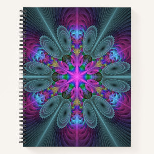 Mandala Farbige Schlagkräftige Fraktal Kunst Kalei Notizbuch