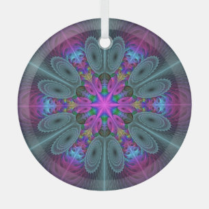 Mandala Farbige Schlagkräftige Fraktal Kunst Kalei Ornament Aus Glas