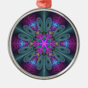 Mandala Farbige Schlagkräftige Fraktal Kunst Kalei Ornament Aus Metall