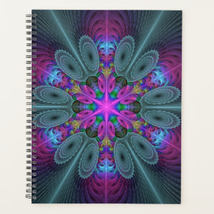 Mandala Farbige Schlagkräftige Fraktal Kunst Kalei Planer