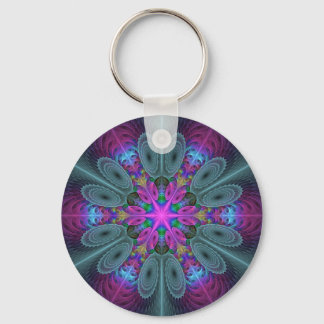 Mandala Farbige Schlagkräftige Fraktal Kunst Kalei Schlüsselanhänger