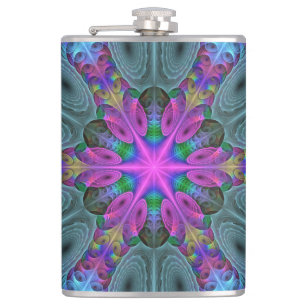 Mandala Farbige Spirituelle Fractal Kunst Mit Rosa Flachmann