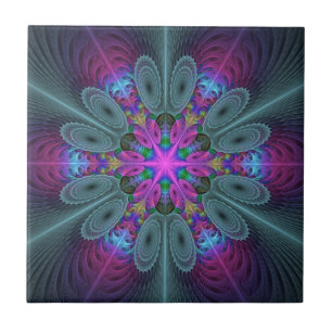 Mandala Farbige Spirituelle Fractal Kunst Mit Rosa Fliese