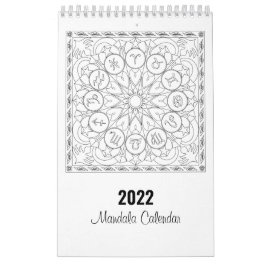Mandala Farbseiten Kalender in Schwarz und Weiß