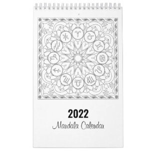 Mandala Farbseiten Kalender in Schwarz und Weiß