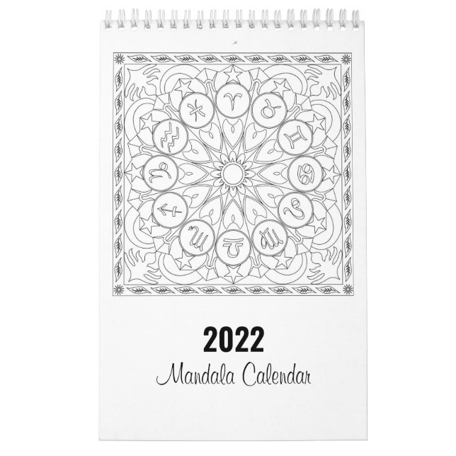 Mandala Farbseiten Kalender in Schwarz und Weiß (Titelbild)