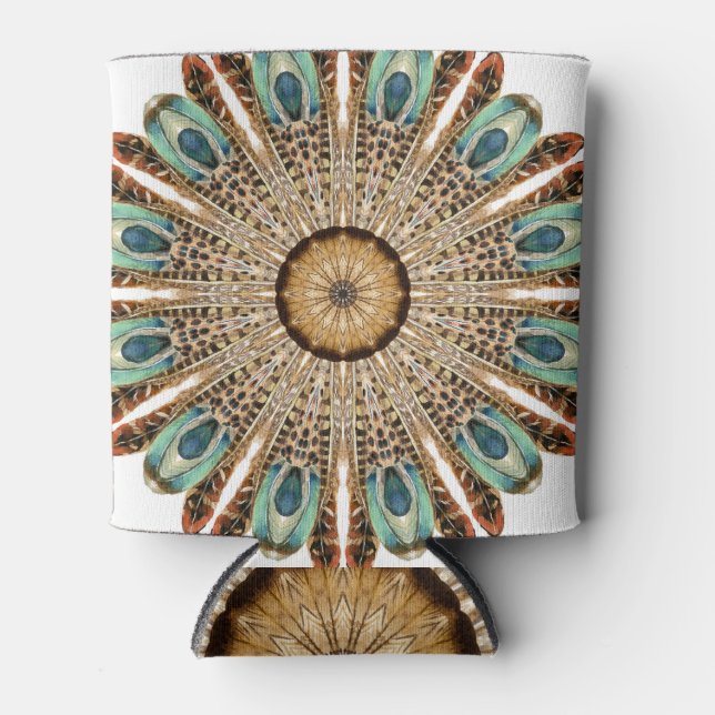 Mandala Feathers Watercolor: Natural Lace Design Dosenkühler (Vorderseite)