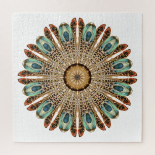 Mandala-Federn Aquarell: Natürliches Spitzen-Desig