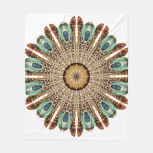 Mandala-Federn Aquarell: Natürliches Spitzen-Desig Fleecedecke