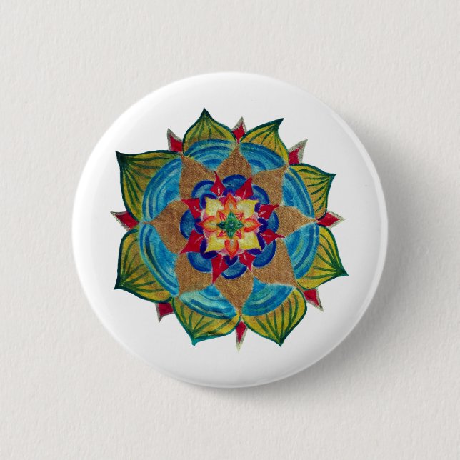 Mandala Fleur Round Abzeichen Button (Vorderseite)