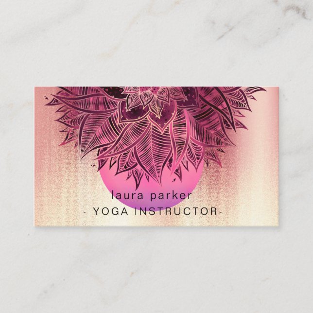 Mandala Floral Boho Massage Yoga Instructor Busine Visitenkarte (Vorderseite)