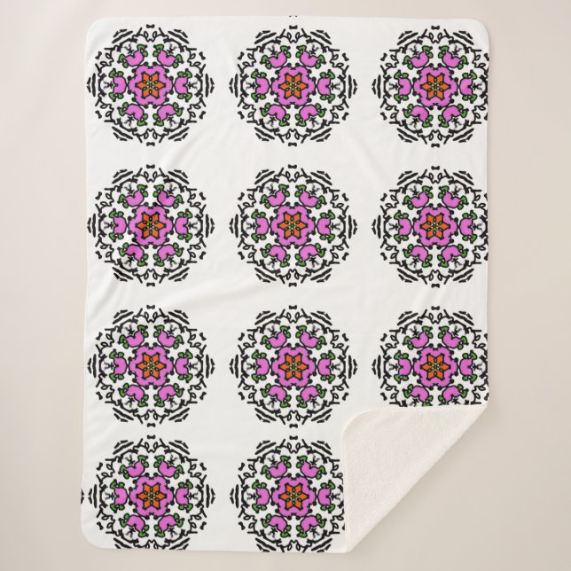 Mandala Floral Pattern Sherpadecke (Vorderseite)