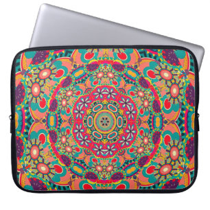 Mandala Floral Psychedelic Retro Hippie Millefiori Laptopschutzhülle