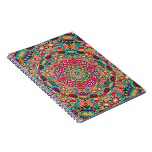 Mandala Floral Psychedelic Retro Hippie Millefiori Notizblock