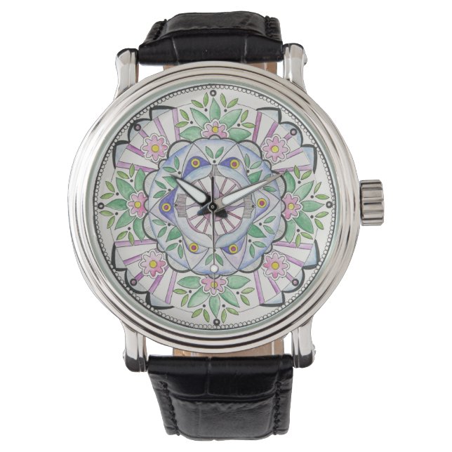 Mandala Floribunda Design auf einer Uhr (Vorderseite)