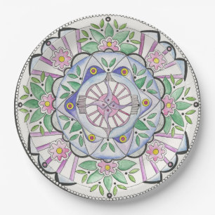 Mandala Floribunda Design auf Paper-Tellern Pappteller