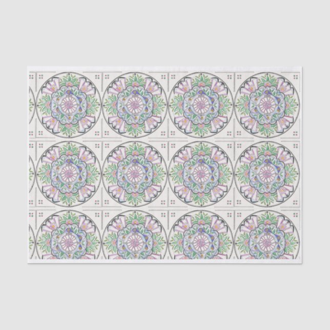 Mandala Floribunda Design auf Papiertaschentuch Seidenpapier (Vorderseite)