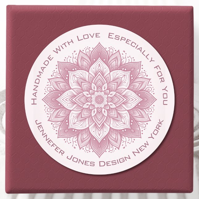 Mandala Flower Simple fille rose Étiquettes faits  (Créateur téléchargé)