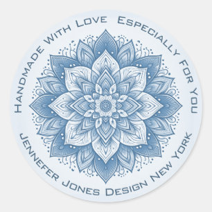 Mandala Flower Simple Pastel Bleu Étiquettes artis
