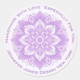 Mandala Flower Simple Pastel Lilac Étiquettes arti