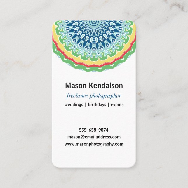 Mandala-Fotograf Visitenkarte (Vorderseite)