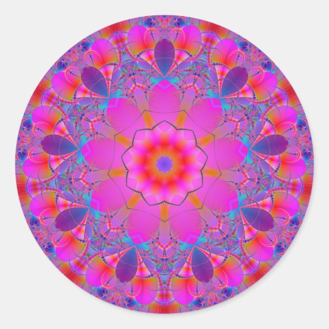 Mandala-Fraktal-Aufkleber Runder Aufkleber (Vorderseite)