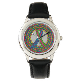 Mandala für metastatisches Brustkrebs-Bewusstsein Armbanduhr
