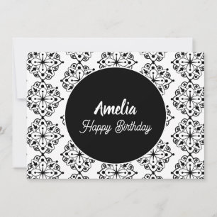 Mandala-Geburtstagsfeier Schwarz-Weiß zum Ausmalen Feiertagskarte