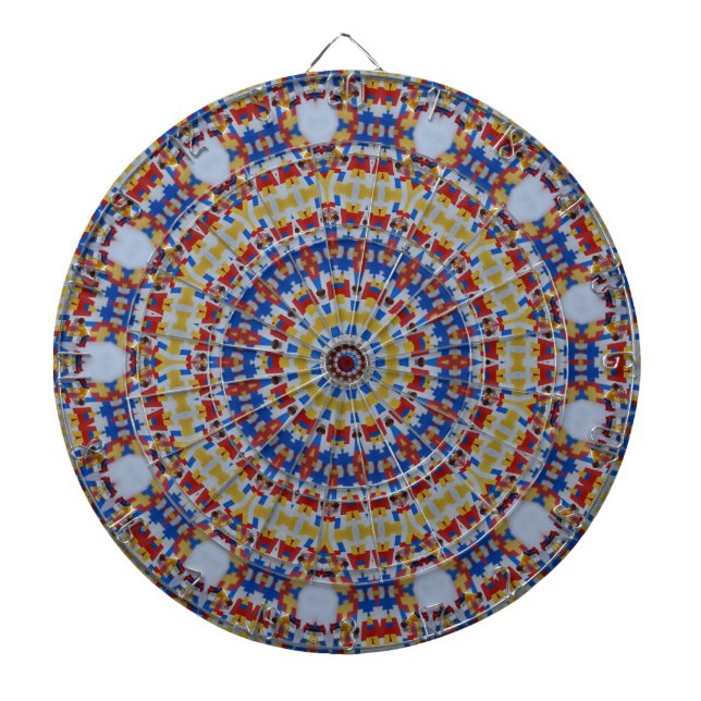 Mandala gelb blau dartscheibe (vorne)