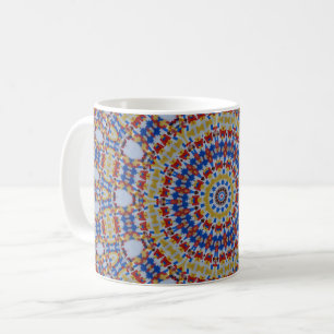 Mandala gelb blau kaffeetasse