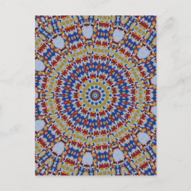 Mandala gelb blau postkarte (Vorderseite)