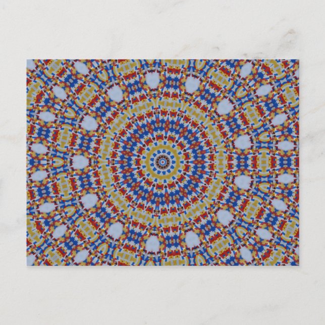 Mandala gelb blau postkarte (Vorderseite)