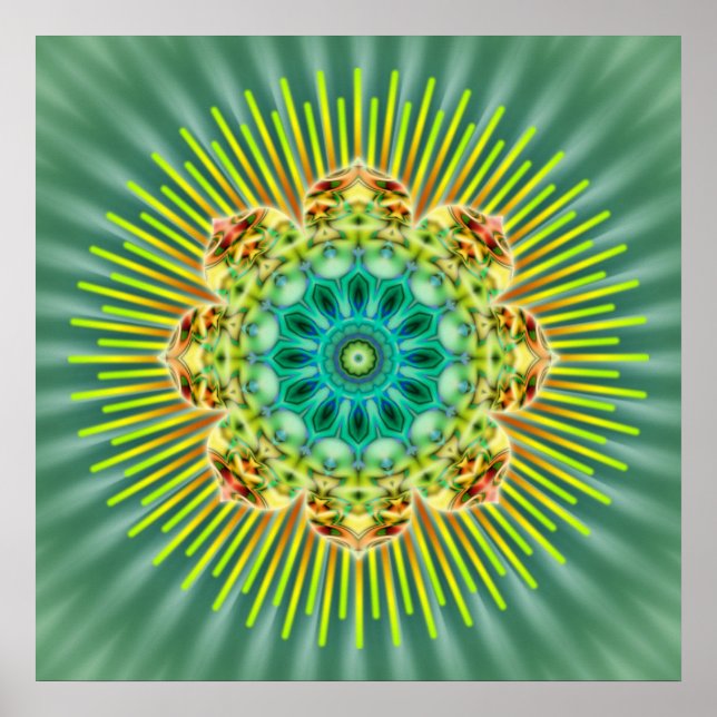 Mandala gelb grün | Grüne Blume Poster (Vorne)