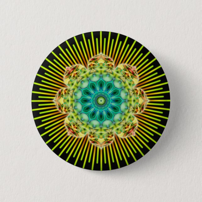 Mandala gelb grün | schwarz button (Vorderseite)