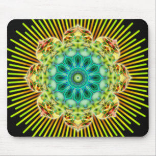 Mandala gelb grün   schwarz mousepad