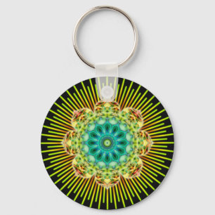 Mandala gelb grün   schwarz schlüsselanhänger