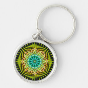 Mandala gelb grün   schwarz schlüsselanhänger